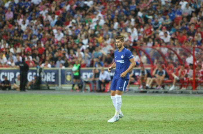 Penyerang anyar Chelsea, Alvaro Morata, melakoni debut di pertandingan melawan Bayern Muenchen di ajang International Champions Cup 2017 di Stadion Nasional Singapura, Selasa (25/7/2017) waktu setempat