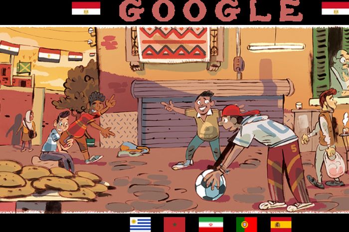 Animasi Google Doodle pada hari kedua Piala Dunia 2018