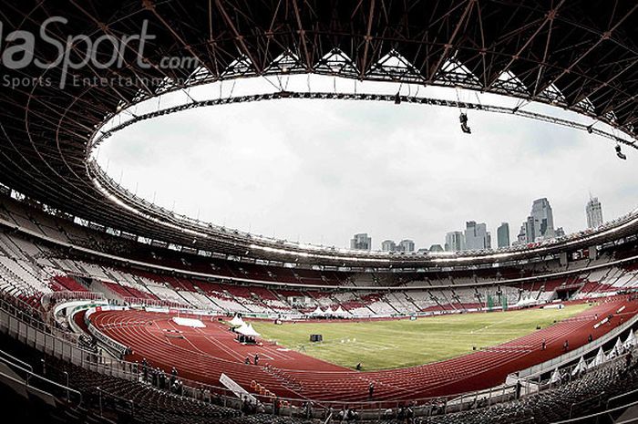 Suasana Stadion Utama Gelora Bung Karno saat digelar test event atletik pada Minggu (11/2/2018).