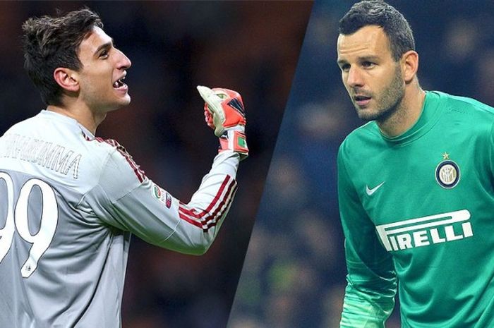 Kiper Milan, Gianluigi Donnarumma (Kiri), adu tangguh dengan  Samir Handanovic.