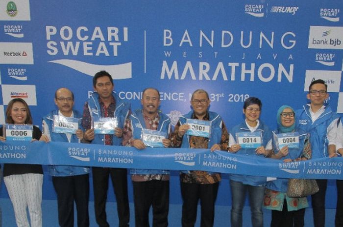 Acara Konferensi pers untuk menggelar Bandung Marathon 2018 yang akan berlangsung pada 22 Juli 2018.