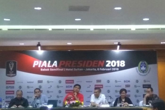Suasana Manager Meeting Semifinal Piala Presiden 2018, di Hotel Sultan, Jakarta, Selasa (6/2/2018).