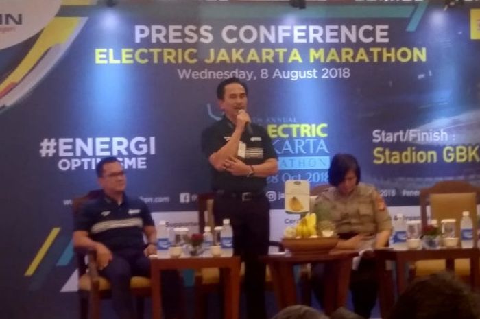 Acara launching Electric Jakarta Marathon 2018 di Bimasena, The Dharmawangsa, Jakarta, Rabu, (8/8/2018).