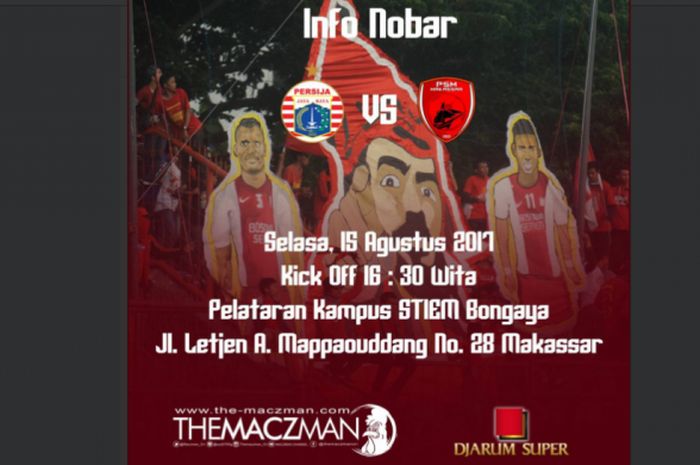 Unggahan twitter suporter PSM Makassar mengenai lokasi nobar di Kota Makassar