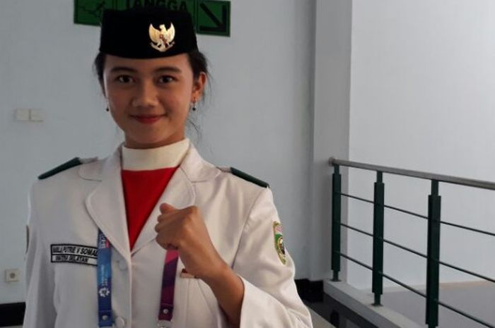 Anggota Paskibraka Nasional 2017 asal Palembang yang memeriahkan gelaran Asian Games 2018, Nabilla Putrie Vithania.