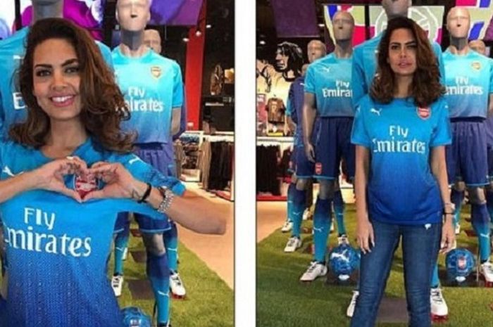 Esha Gupta mengunggah foto dirinya di instagram menggunakan jersey Arsenal, Kamis (27/7/2017).