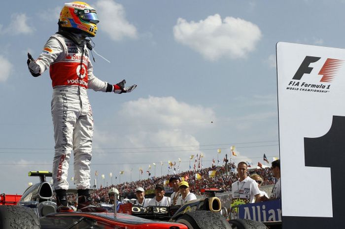 Momen kemenangan Lewis Hamilton di GP Hungaria pada tahun 2012