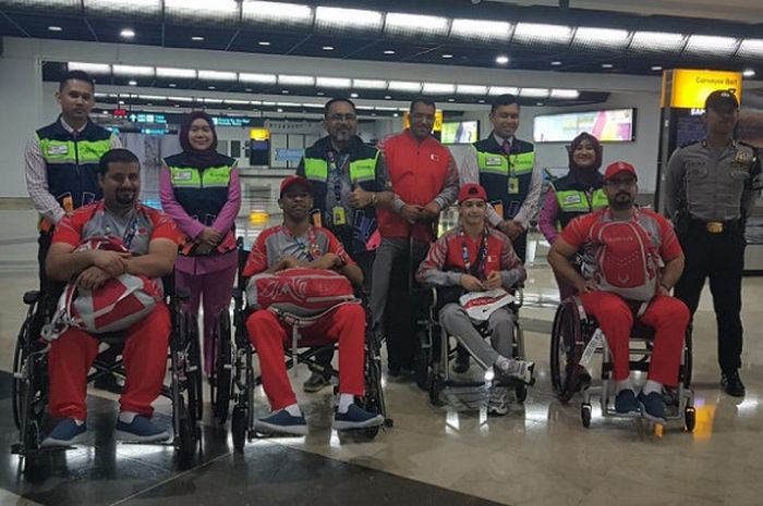 Kontingen Bahrain untuk Asian Para Games 2018 tiba di Bandara Soekarno Hatta, Cengkareng, Jakarta Barat, Minggu (30/9/2018).