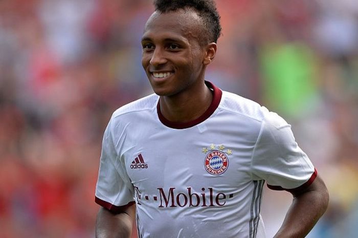 Ekspresi striker muda Bayern Muenchen, Julian Green, usai mencetak hattrick ke gawang Inter Milan dalam pertandingan International Champions Cup di Stadion Bank of America, Charlotte, Amerika Serikat pada Sabtu (30/7/2016).