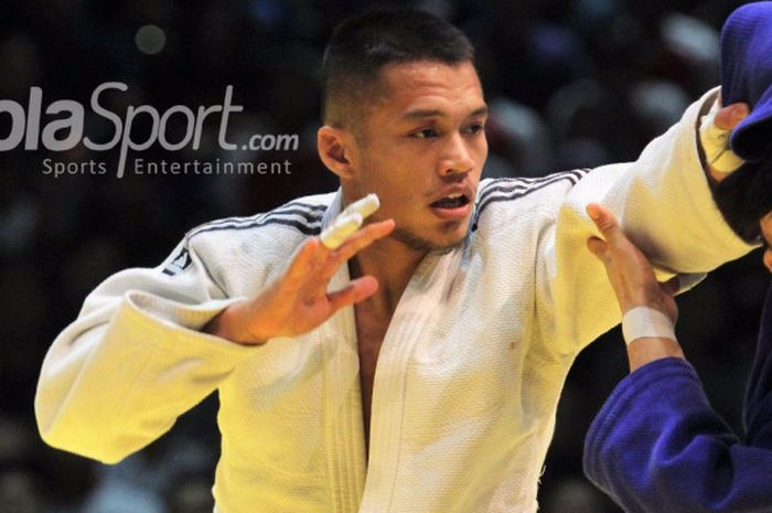 Mochammad Syaiful Raharjo berhasil mengalahkan atlet judo Malaysia, Chong Wei Fu, pada ajang SEA Games, Kuala Lumpur, Malaysia, Sabtu (26/8/2017).