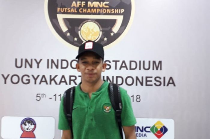 Pemain timnas futsal Indonesia, Ardiansyah Runtuboy, saat ditemui BolaSport.com seusai laga melawan Malaysia di GOR UNY, Selasa (6/11/2018).