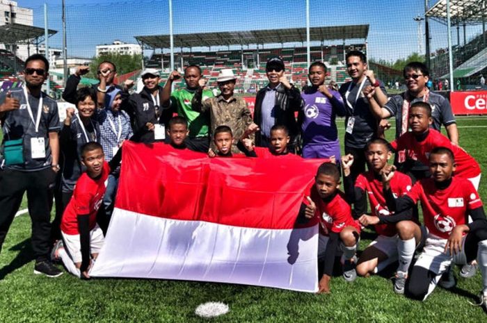 Tim Indonesia di Street Child World Cup 2018 yang berlaga di Moskwa, Rusia.