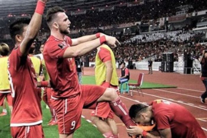 Marko Simic melakukan selebrasi tak biasa di Piala Presiden 2018