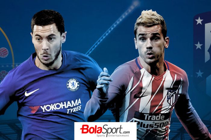 Bintang Chelsea, Eden Hazard, dan penyerang Atletico Madrid, Antoine Griezmann.