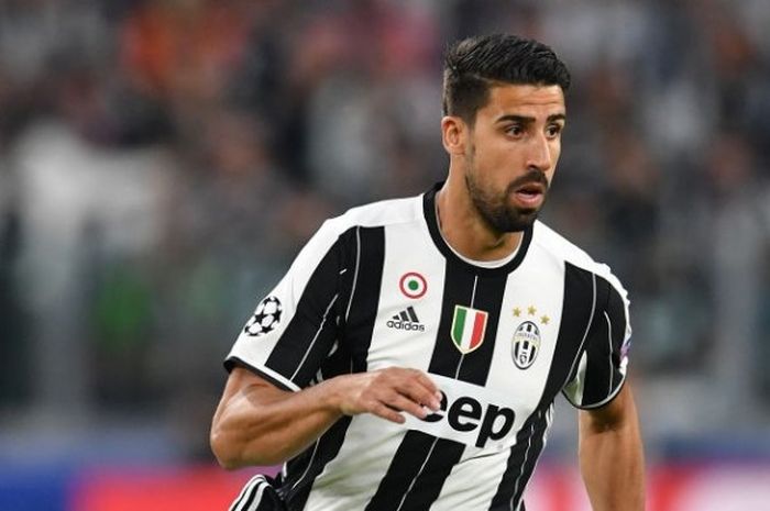 Aksi Sami Khedira dalam laga semifinal UEFA Champions League antara Juventus kontrs AS Monaco di Juventus Stadium, 09 Mei 2017. 