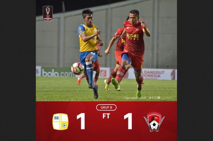 Barito Putera diimbangi Kalteng Putra 1-1 pada pertandingan Grup B Piala Presiden 2018, di Stadion Aji Imbut, Tenggarong, Rabu (17/1/2018).