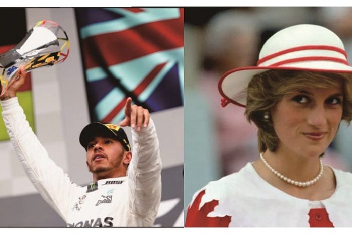 Lewis Hamilton (kiri) dan Lady Diana (Kanan)