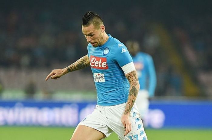 Aksi Marek Hamsik dalam laga Serie A antara Napoli dan Sassuolo, 28 November 2016. 