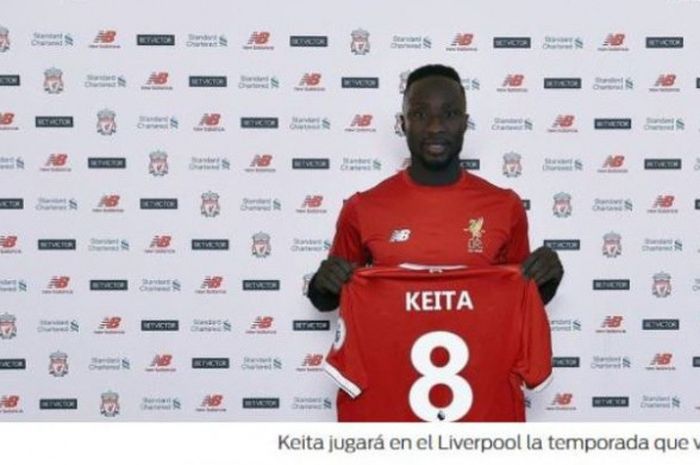 Tampilan situs Sport.es yang memuat foto dan berita Naby Keita dengan kostum Liverpool, 28 Agustus 2017.