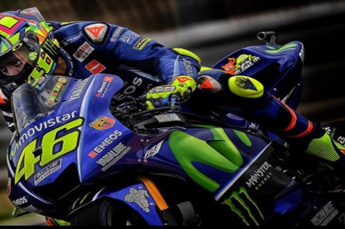 Valentino Rossi saat menjalani salah satu sesi di Sirkuit Aragon, Spanyol dalam lanjutan ajang MotoGP musim 2017.