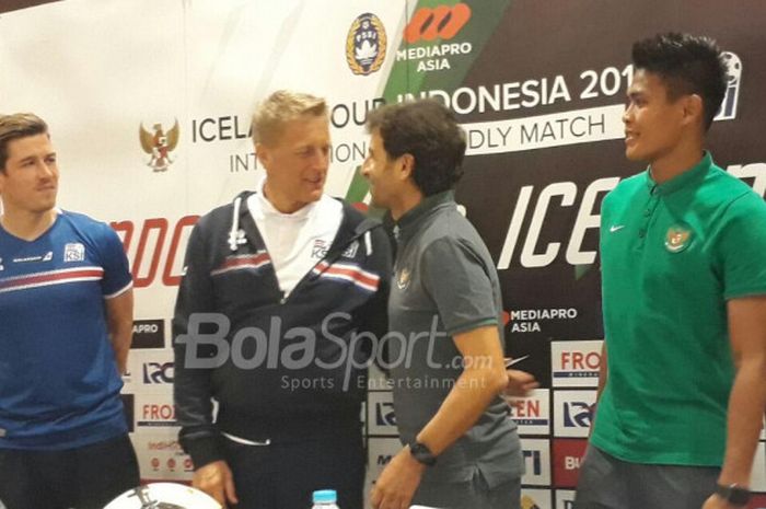 Preskon timnas Indonesia kontra Islandia di Hotel Fairmont, Sabtu (13/1/2018)