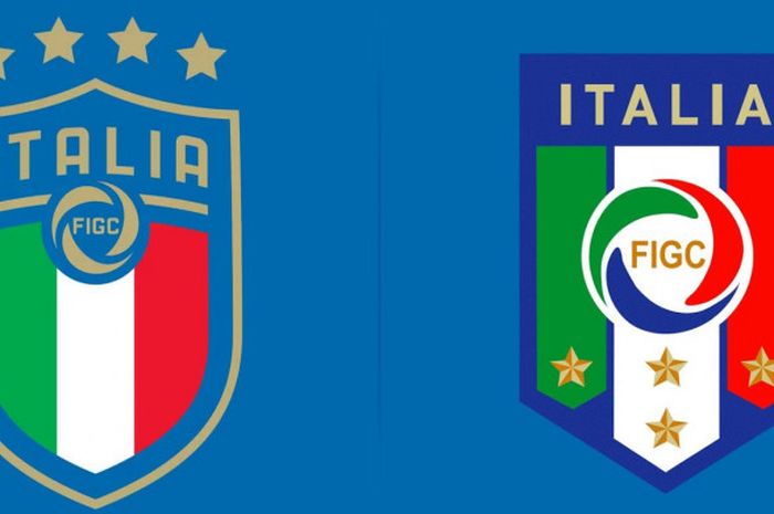Transformasi logo federasi sepak bola Italia (FIGC).