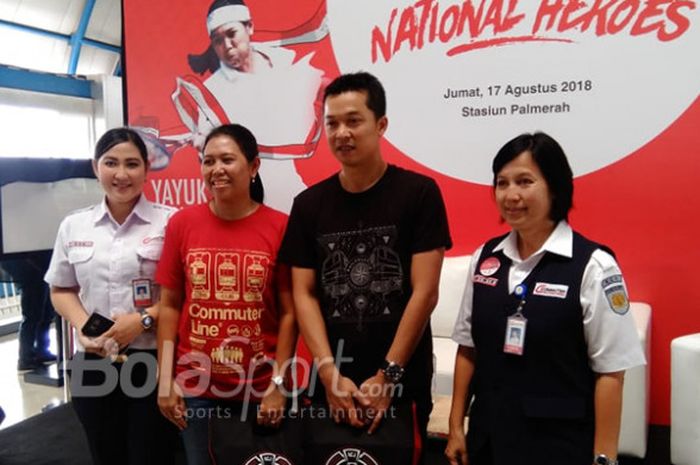 Acara launching KMT Commuter Line yang dihadiri oleh mantan atlet tenis nasional, Yayuk Basuki dan mantan atlet bulu tangkis nasional di Stasiun Palmerah, Jakarta, Jumat, (17/8/2018).