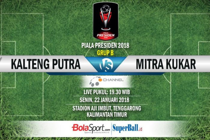 Laga penyisihan Grup B Piala Presiden 2018 antara Kalteng Putra dan Mitra Kukar di Stadion Aji Imbut Tenggarong, Senin (22/1/2017).