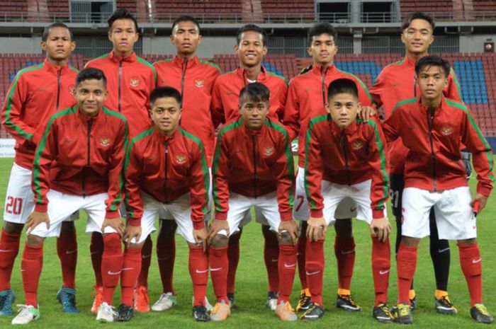   Skuat Timnas U-16 Indonesia di ajang kualifikasi Piala Asia U-16.  