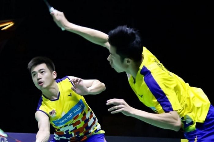 Pasangan ganda putra Malaysia, Goh V Shem/Tan Wee Kiong, pada Thailand Masters 2019.