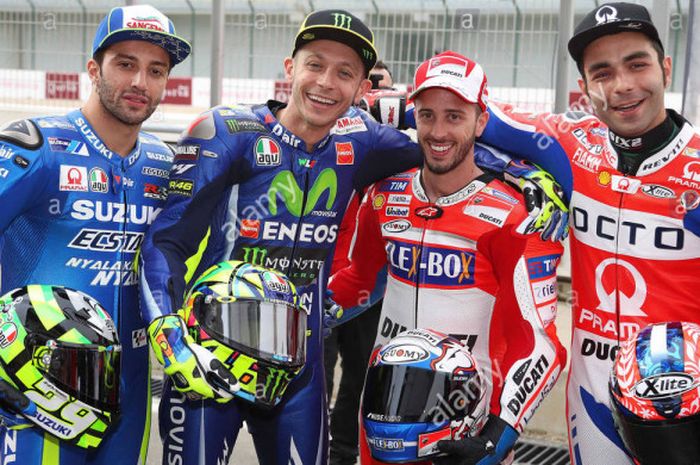 Andrea Iannone (Suzuki), Valentino Rossi (Movistar Yamaha), Andrea Dovizioso (Ducati), dan Danilo Petrucci (OCTO Pramac).