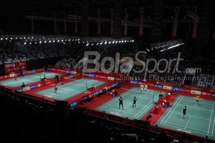  Lapangan pertandingan pada penyelenggaraan Indonesia Masters 2018, 23-28 Januari. 