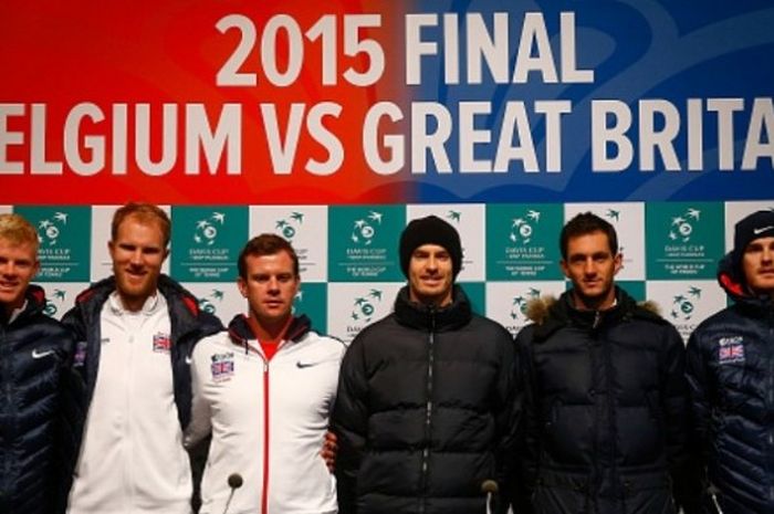 Tim tenis Inggris dan Belgia menghadiri sesi konferensi pers pada Selasa (24/11/2015) menjelang final Piala Davis 2015.