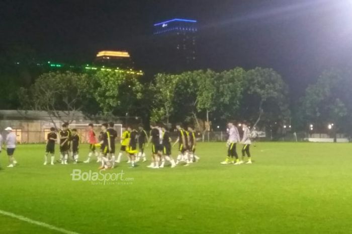 Suasana latihan timnas U-23 Korea Selatan di Lapangan Senayan, Rabu (20/6/2018). 