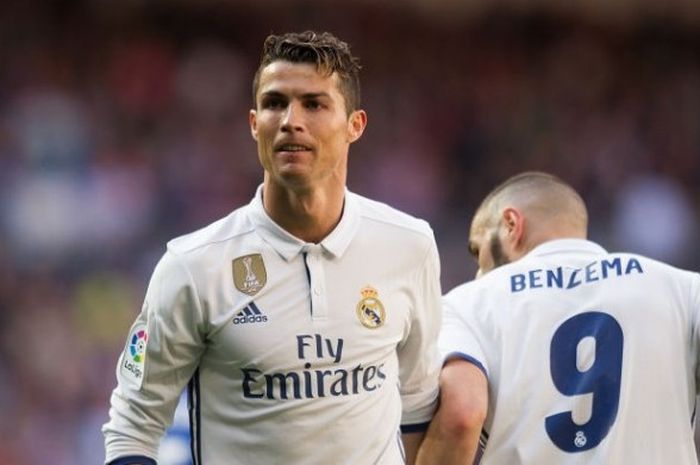 Reaksi Cristiano Ronaldo dalam pertandingan La Liga antara Real Madrid kontra Deportivo Alaves 02 April 2017. 