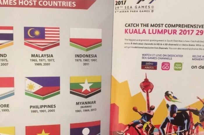 Bendera Indonesia tercetak terbalik pada buku panduan yang dibagikan kepada para pejabat dalam pembukaan SEA Games 2017