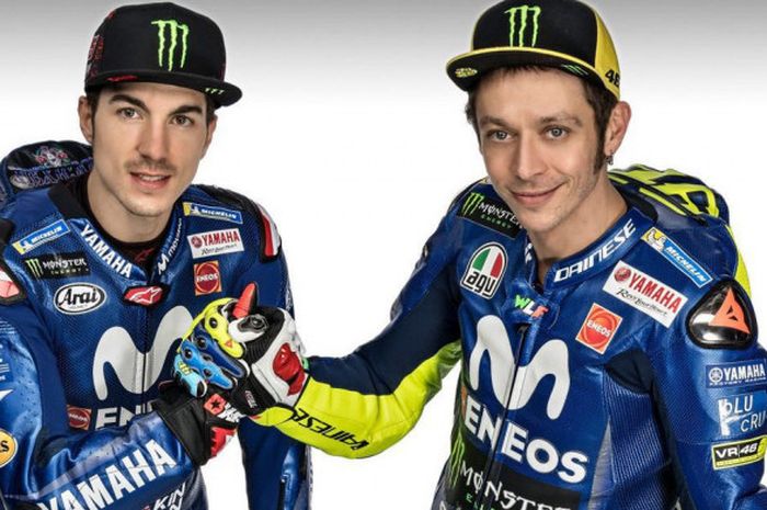  Dua pebalap tim Movistar Yamaha, Maverick Vinales dan Valentino Rossi. 