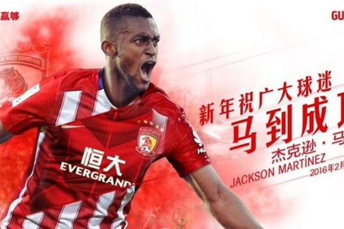 Jackson Martinez, resmi bergabung ke Guangzhou Evergrande, dengan mahar Rp 637 miliar pada Rabu (3/2/2016).
