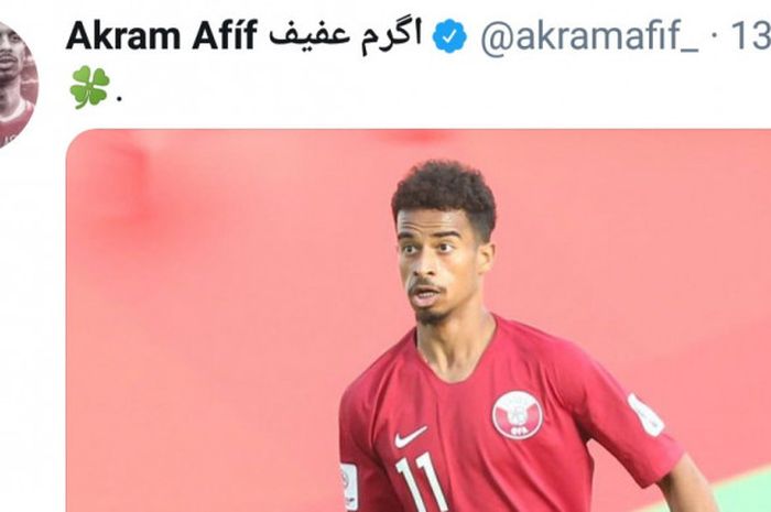 Akram Afif, bintang timnas Qatar yang sedang berlaga di Piala Asia 2019.