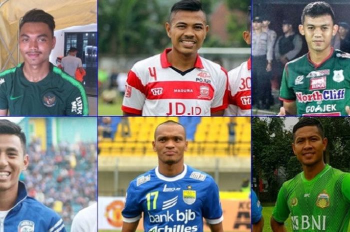 Searah jarum jam; Alfath Fathier, Asep Berlian, Abdul Aziz, Jajang Mulyana, Ferdinand Sinaga, dan Hanif Sjahbandi pesepak bola asal Jawa Barat yang bermain di luar Persib Bandung.