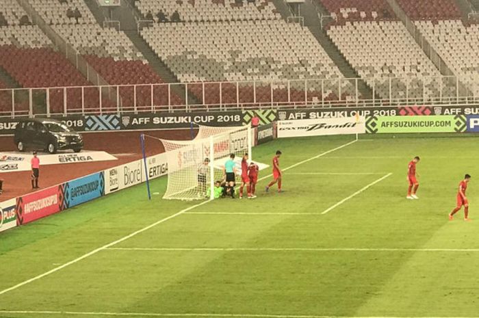 Suasana laga timnas Indonesia kontra Filipina pada laga pamungkas fase grup Piala AFF 2018 di SUGBK, Minggu (25/11/2018). 