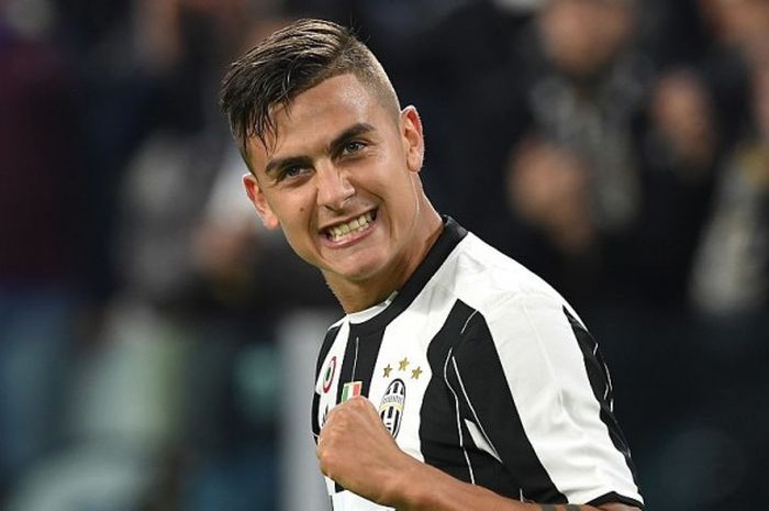 Selebrasi Paulo Dybala setelah mencetak gol pinalti kegawang Udinese Calcio dalam laga Serie A di Juventus Stadium, Turin, Italia, 15 Oktober 2016. 