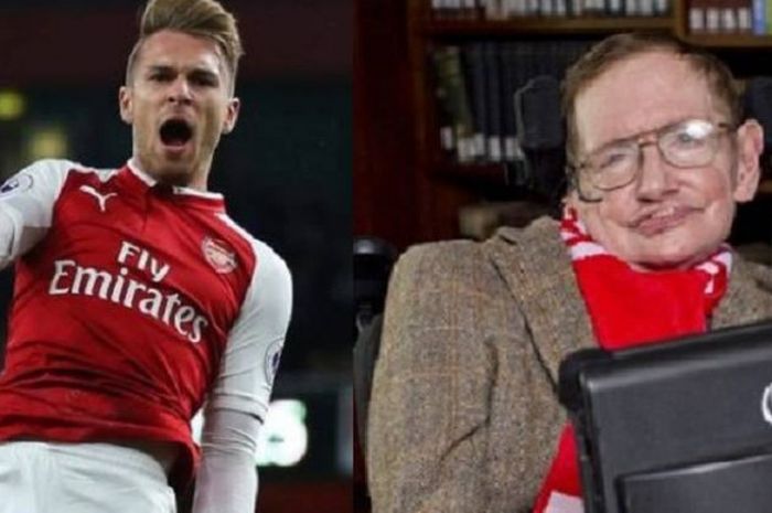 Gelandang Arsenal, Aaron Ramsey, dihubung-hubungkan dengan kematian Stephen Hawking karena pekan lalu mencetak gol ke gawang AC Milan. 