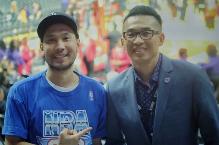 Presenter Caesar Gunawan (kiri), bertemu dengan Thomas Teddy Kurniadi, mantan pebasket nasional yang kini bekerja di klub NBA, LA Clippers.