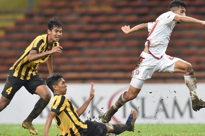   Laga persahabatan antara timnas U-19 Malaysia versus UEA, Rabu (10/10/2018).  