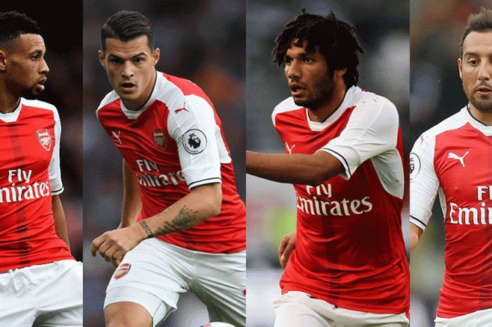 Francis Coquelin, Granit XhaKa, Mohamed Elneny, dan Santi Cazorla, menjadi kekuatan utama Arsenal musim ini.