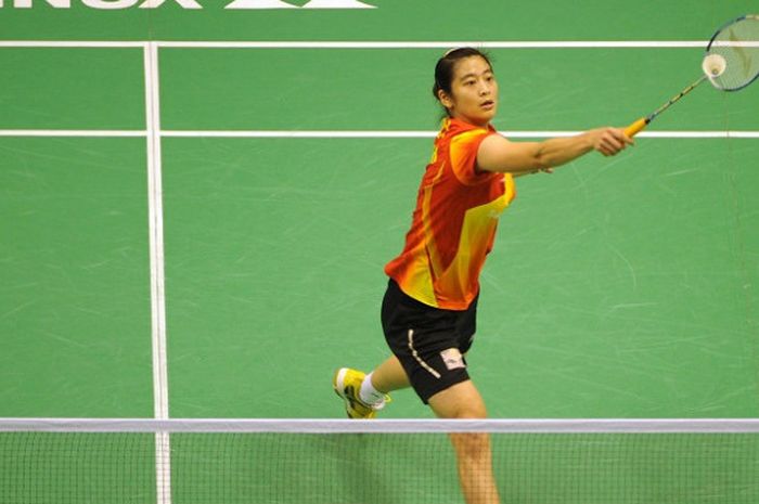 Pebulu tangkis tunggal putri China, Wang Lin, tampil pada Hong Kong Open 2012 di 