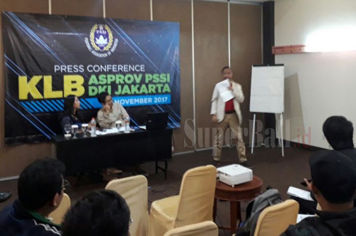 Press conference KLB Asprov DKI Jakarta di Tebet, Jakarta Selatan, Selasa (17/10/2017).