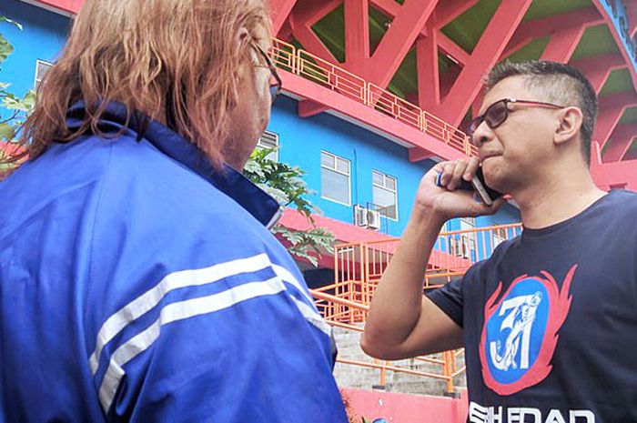 CEO Arema FC, Iwan Budianto menghadiri laga Arema FC U-pada pertandingan final Piala Menpora U-14 2018 di Stadion Gajayana.