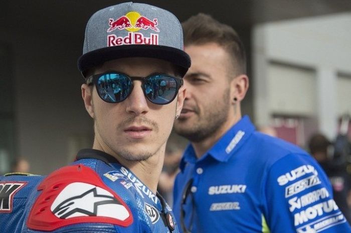 Pebalap Suzuki Ecstar, Maverick Vinales,  setelah menjalani sesi latihan bebas hari pertama MotoGP 2016 di Sirkuit Losail, Kamis (17/3/2016).